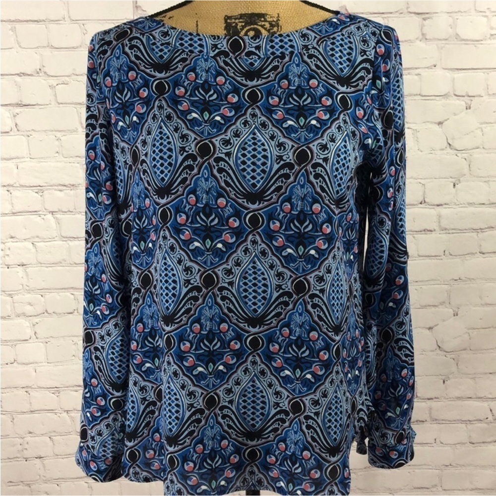 Ann Taylor Loft Blue Print Blouse
